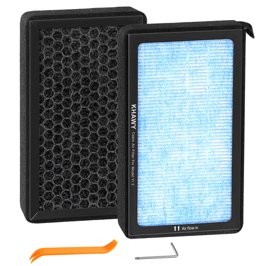 YICER Cabin Air Filter for Tesla Model 3 Model Y 2016-2026, 2 Pack HEPA Air Filter Replacement with Activated Carbon Premium Interior Accessories