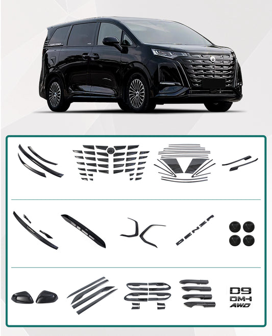 YICER Full Body Kits For Denza D 9 EV, Dark Knight