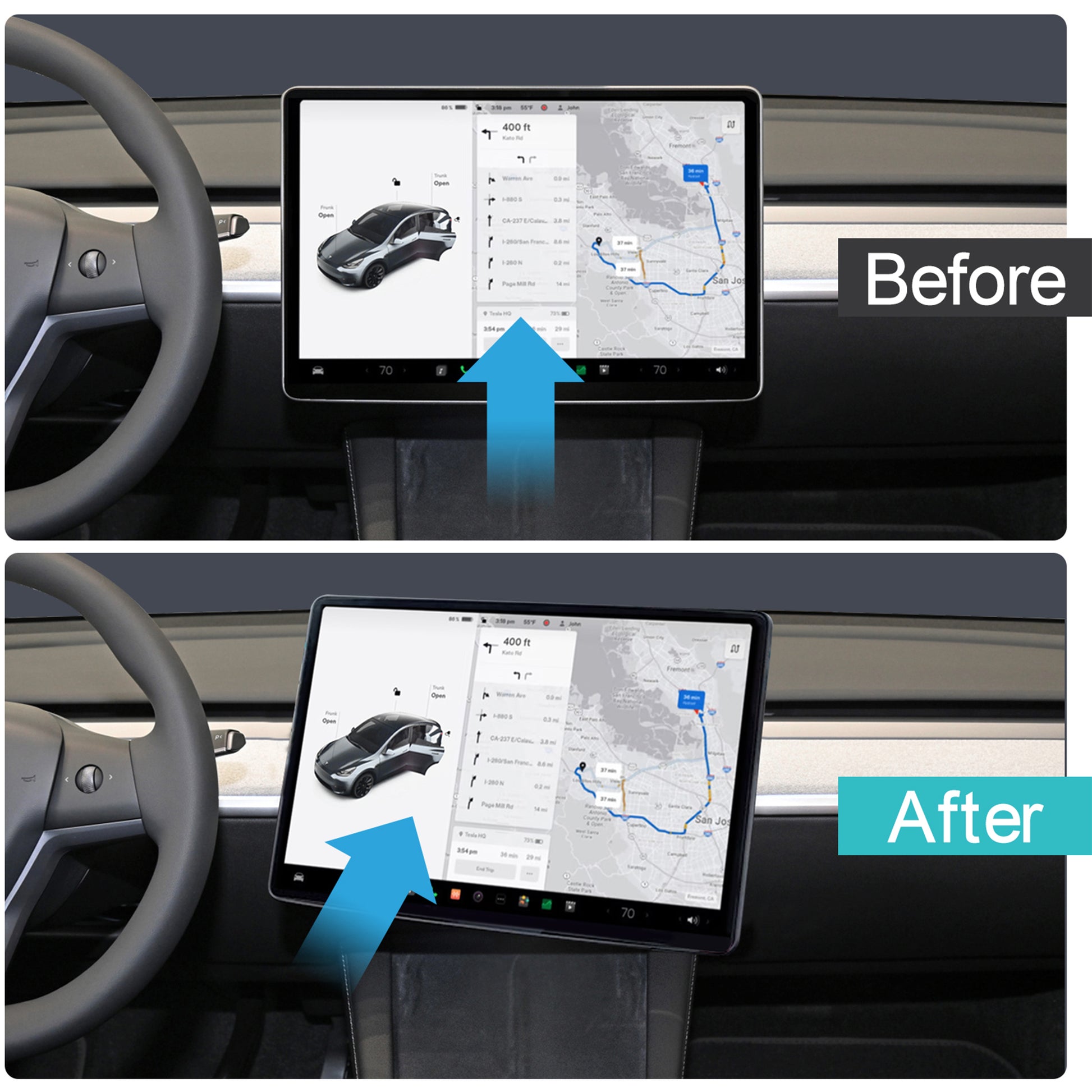 YICER Screen Swivel Mount for Tesla Model 3 Highland 2024-2026, 2024-2026 Model Y Highland Screen Mount Rotating Bracket Holder for Tesla Center Console Navigation Original Screen, T6