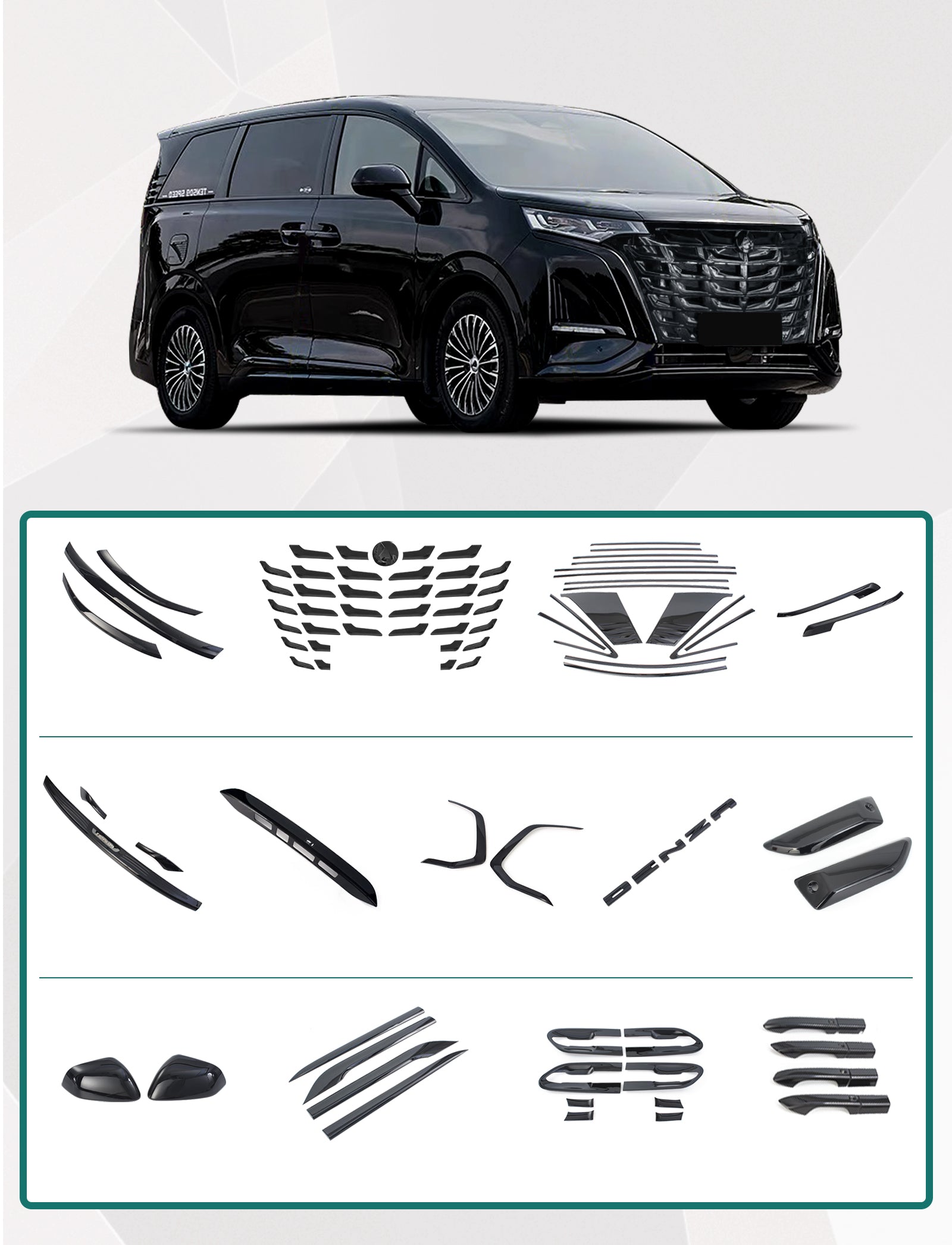 YICER Full Body Kits For Denza D 9 EV, Dark Knight