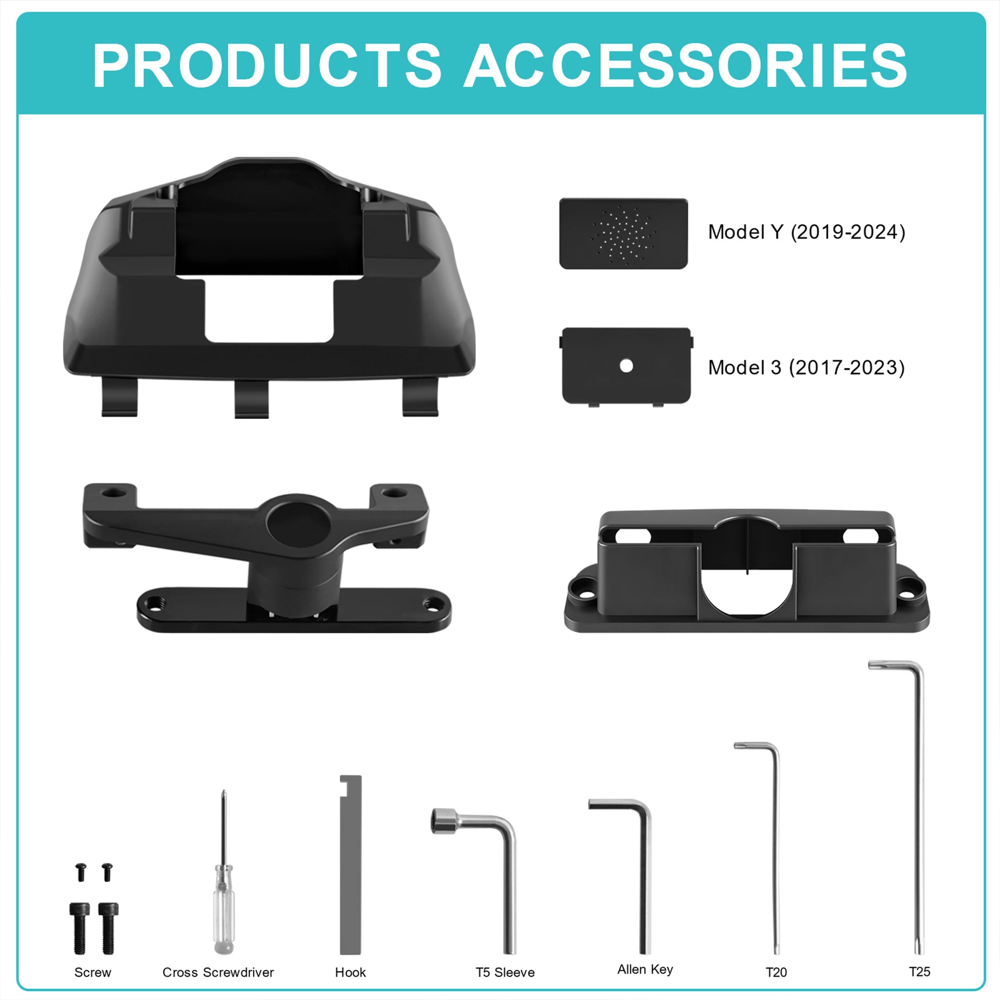 YICER Screen Swivel Mount for Tesla Model 3 Model Y Screen Mount Rotating Bracket Holder for Tesla Center Console Navigation Original Screen, T5