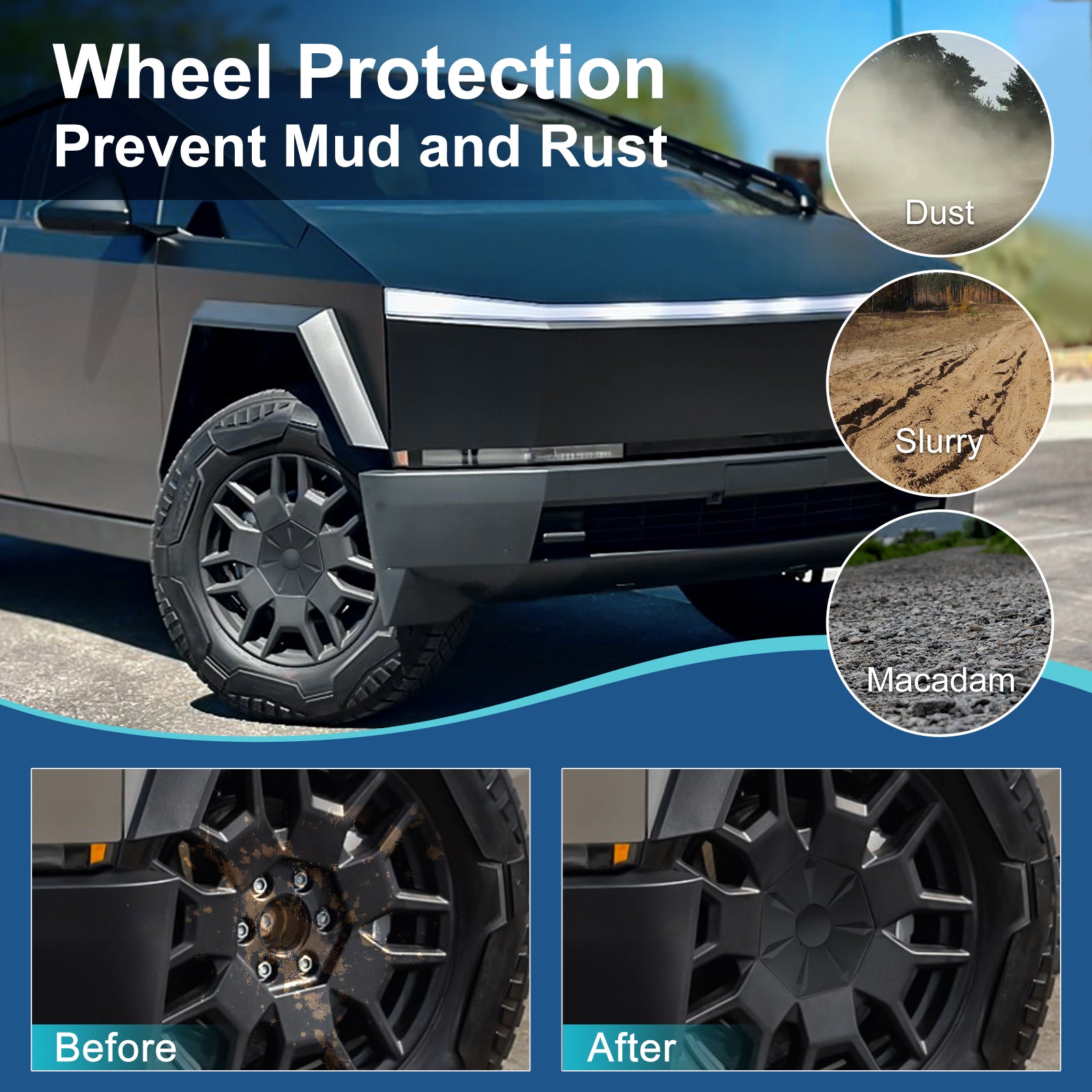 YICER Wheel Hubcaps Cover for Cybertruck