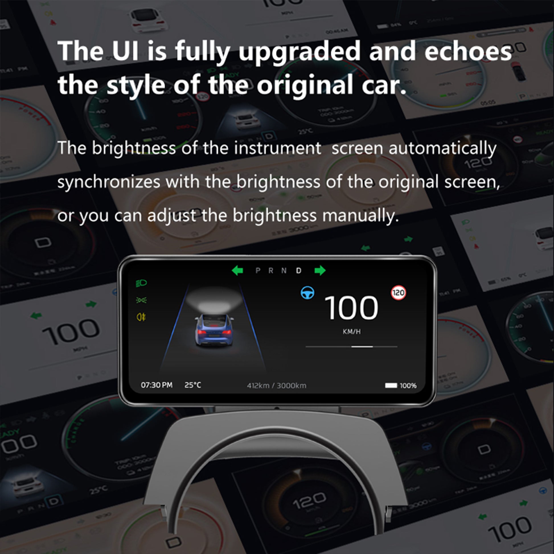 YICER Display Screen Dashboard for 2024+ Tesla Model 3 Highland - 6.25” IPS Touchscreen with Wire Carplay, Android Auto, AC Control Seat Heating（T13）