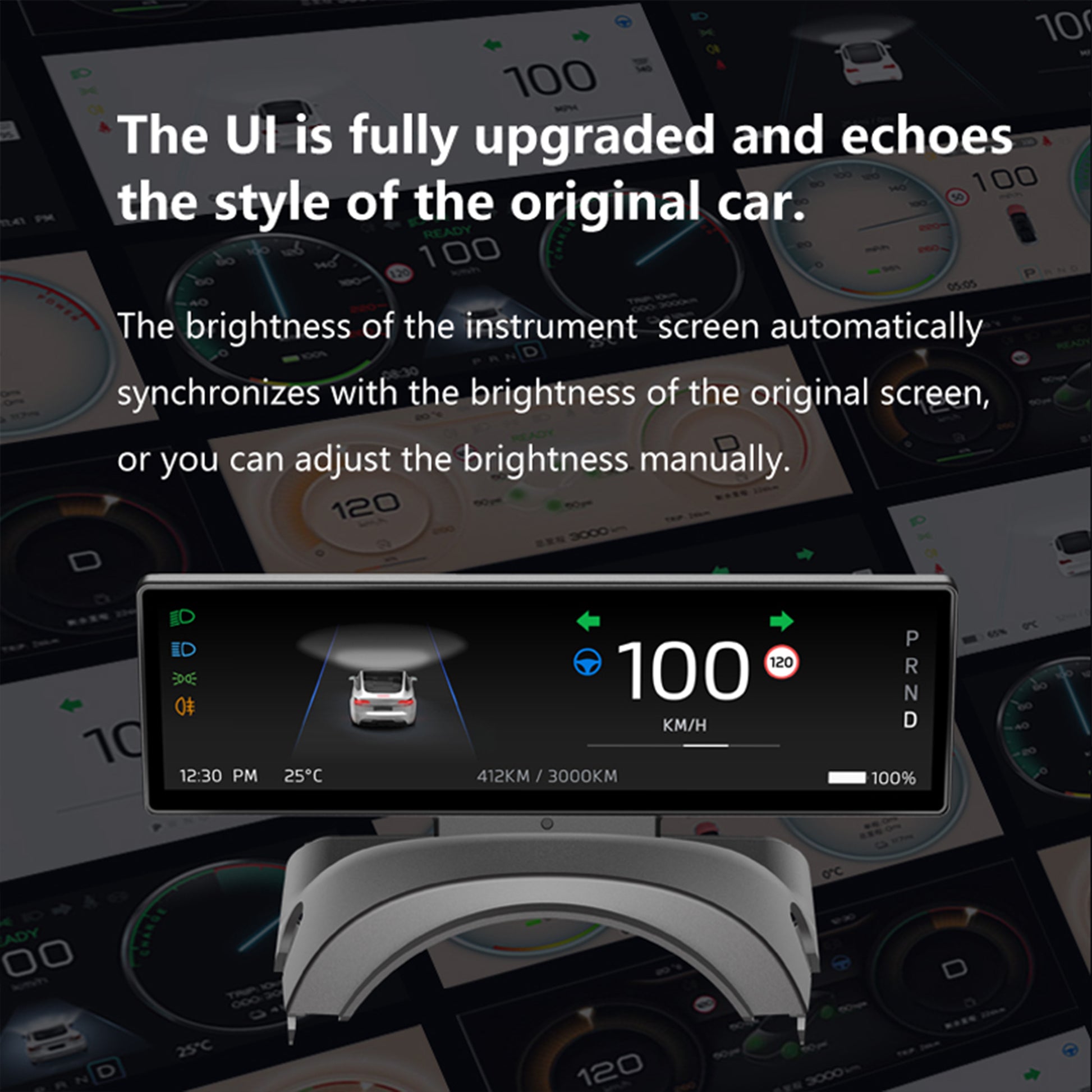YICER 8.8'' Display Screen Dashboard for Tesla Model Y Model 3, IPS Touchscreen with Wire Carplay, Android Auto, AC Control Seat Heating, 1280x320 （T12pro）