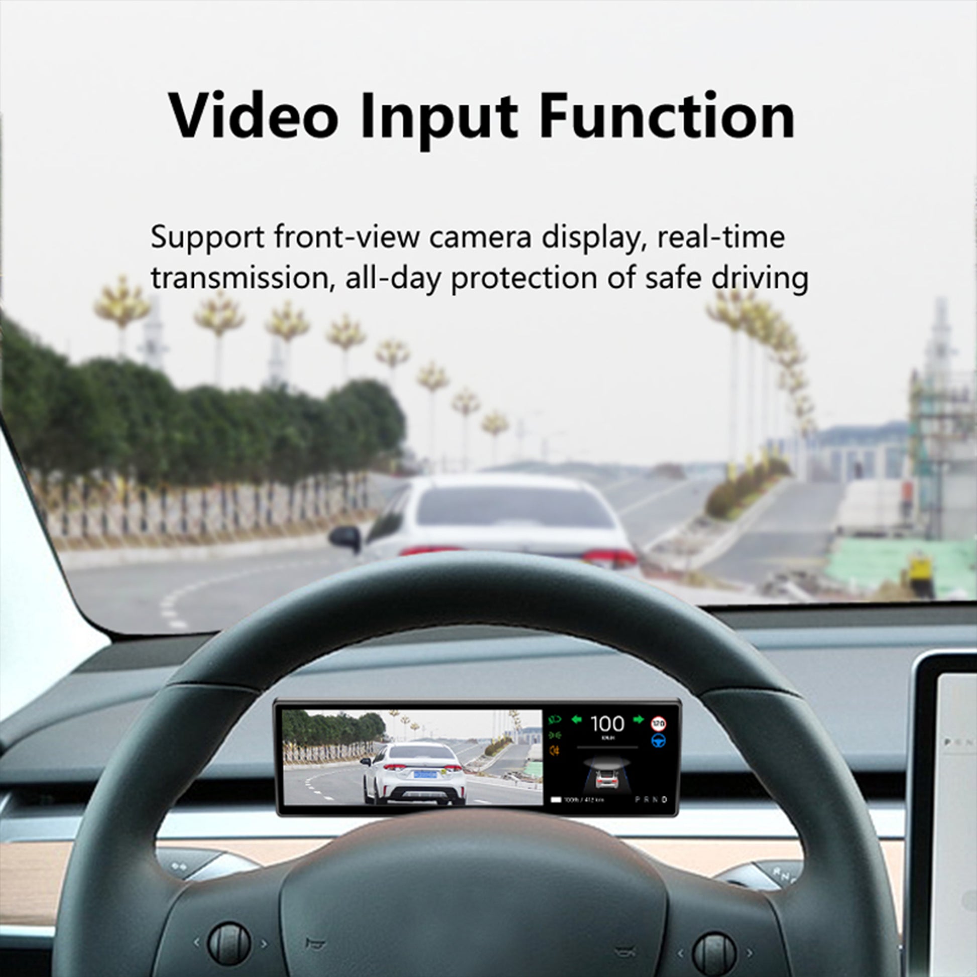 YICER 8.8'' Display Screen Dashboard for Tesla Model Y Model 3, IPS Touchscreen with Wire Carplay, Android Auto, AC Control Seat Heating, 1280x320 （T12pro）
